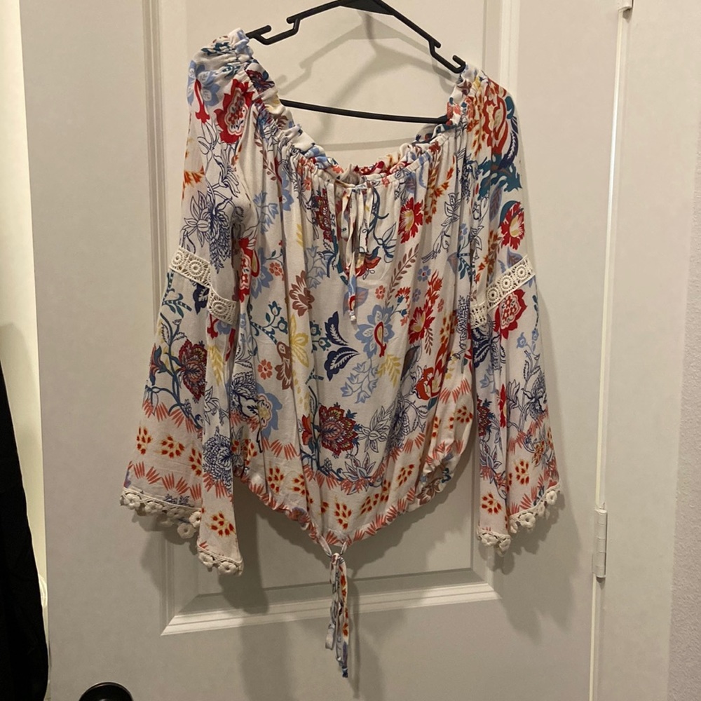 Off the shoulder top with waist to tie
